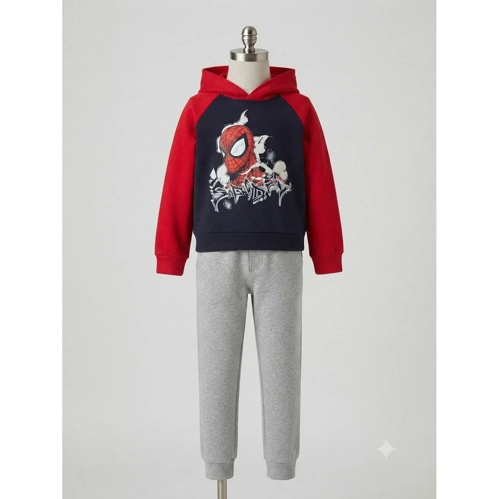 Marvel Spider-Man Boys Hoodie and Jogger Pants Set Red Navy Gray Size 6